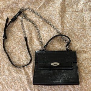 Madden NYC Black croc print bag with chain strap